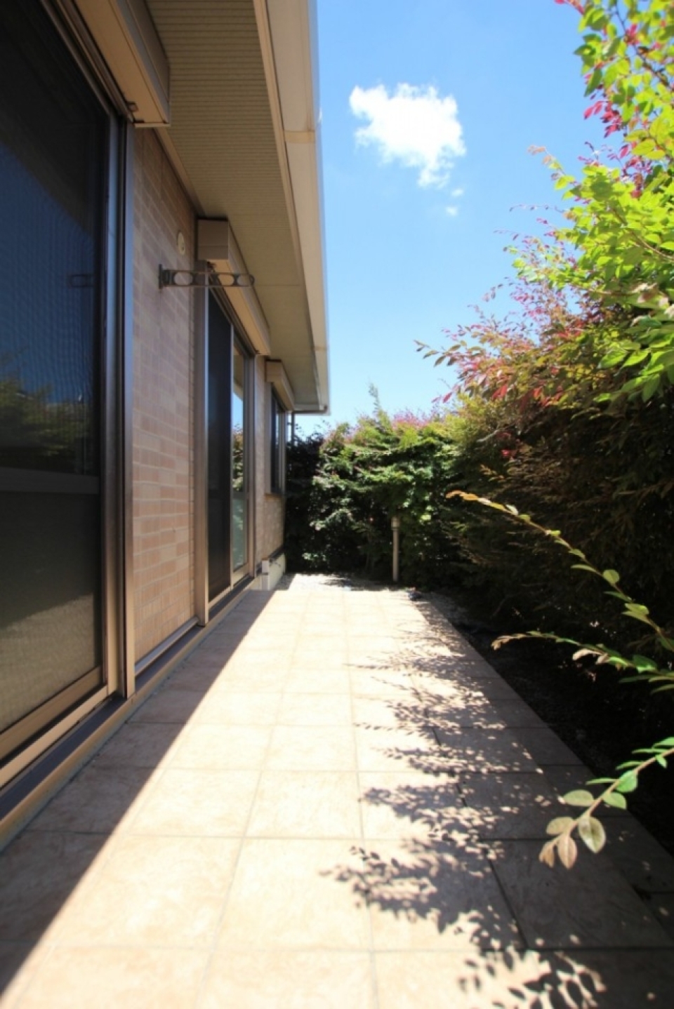 垣根に囲まれ視線が気にならない専用庭。