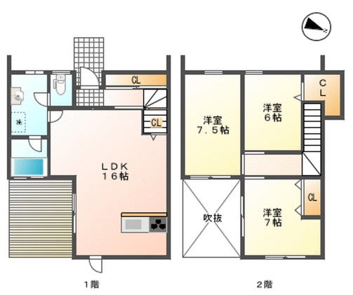 戸建ての間取り図。