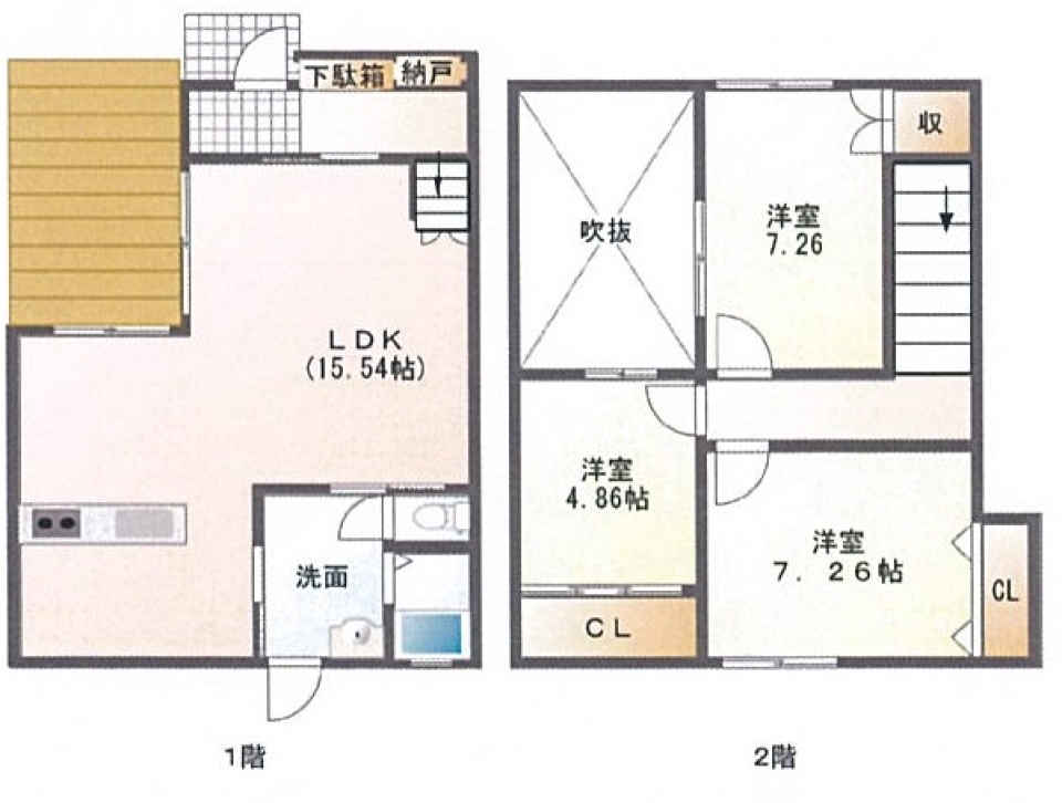 青空に映える真っ白なお家。の間取り図