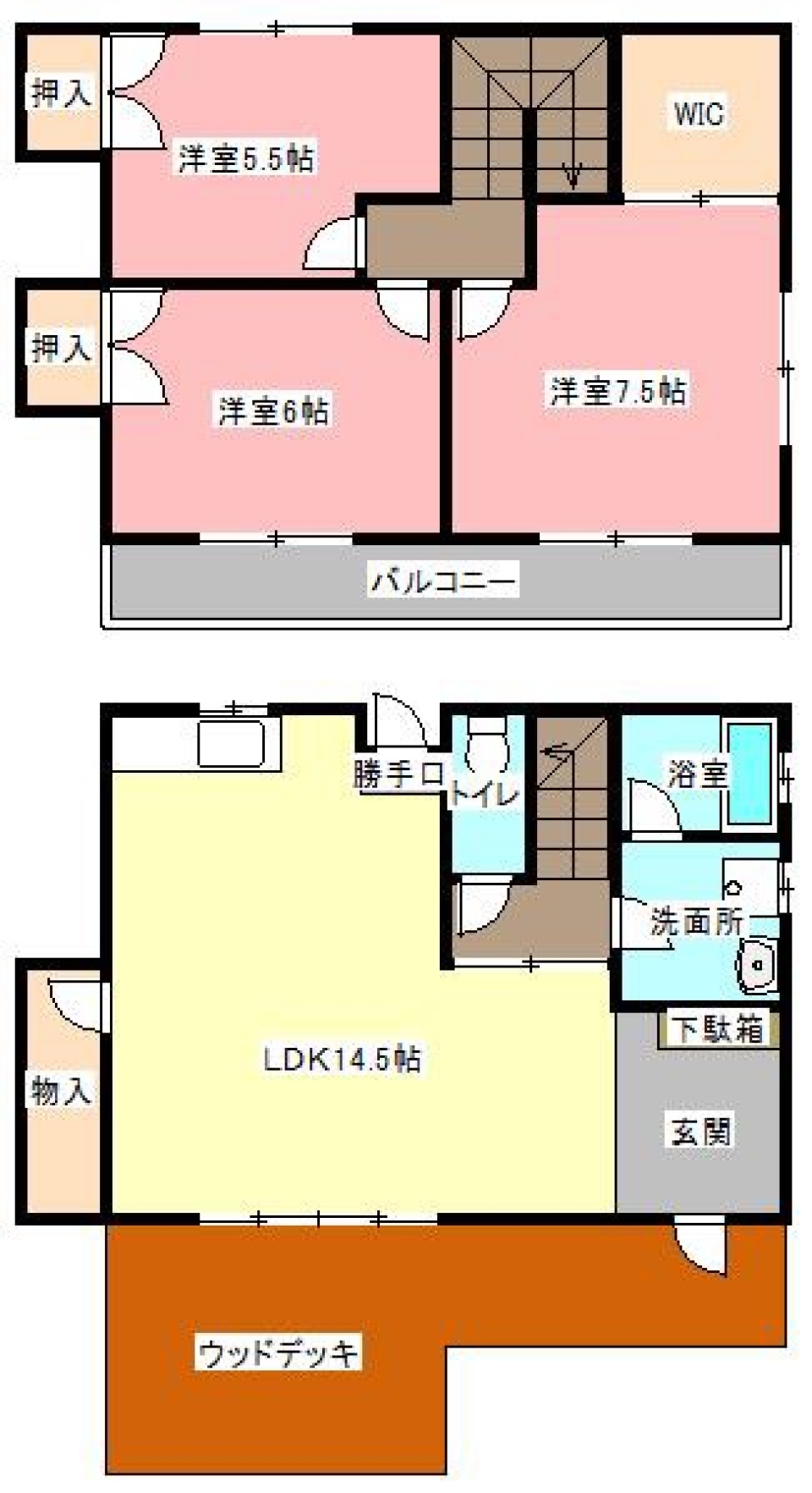 ウッドデッキを活用！バリ風アパート［ペット可］の間取り図