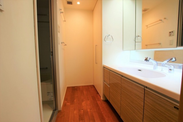 洗面スペース。鏡が大きくてgood!