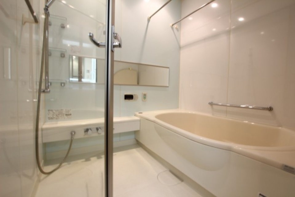 スケルトンの浴室。