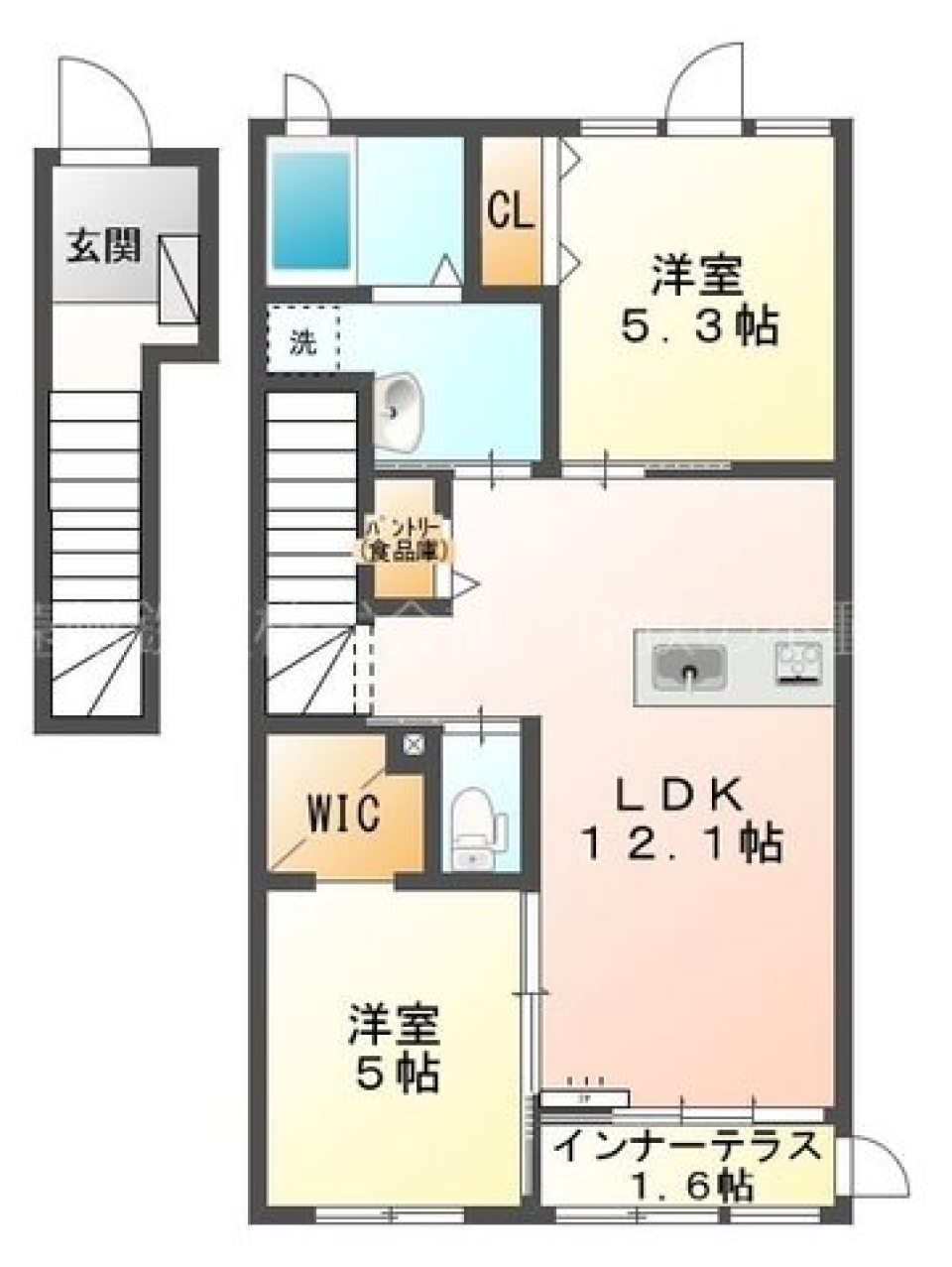 ペットと暮らせる二人暮らし［ペット可］の間取り図