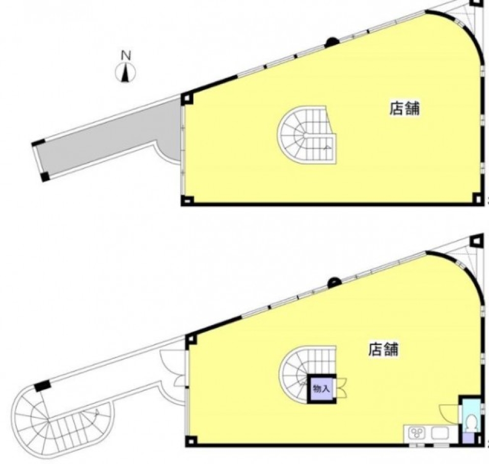 白とアイアンの螺旋階段の間取り図
