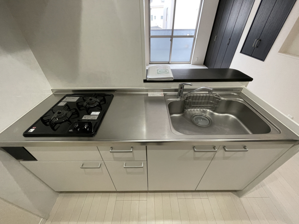 2口のガスコンロ付き