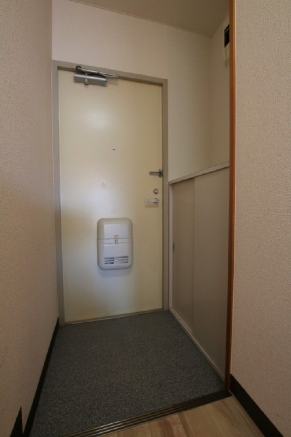 シンプルなシューズボックス付きの玄関。