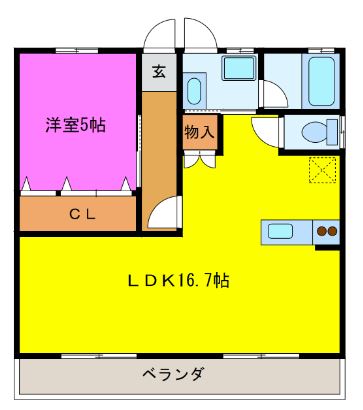 1LDKの間取りです。