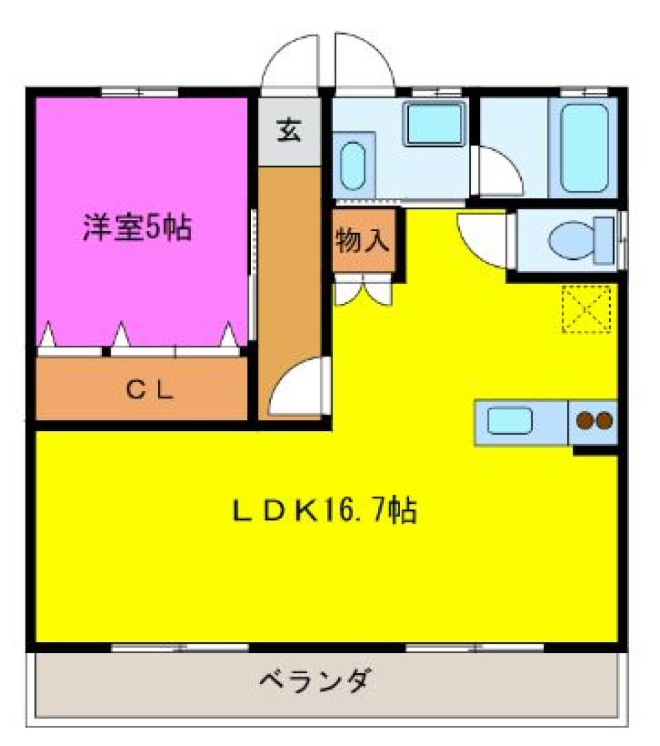 光差し込む、うぐいす色の暮らし［ペット可］の間取り図