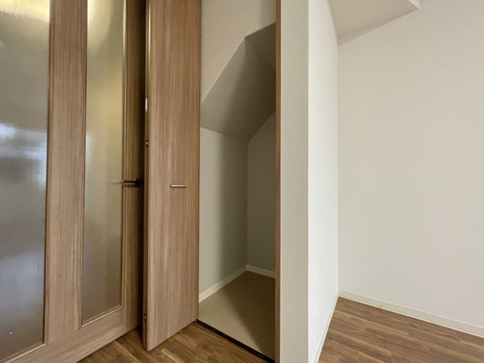 LDK入ってすぐのところにある階段下収納