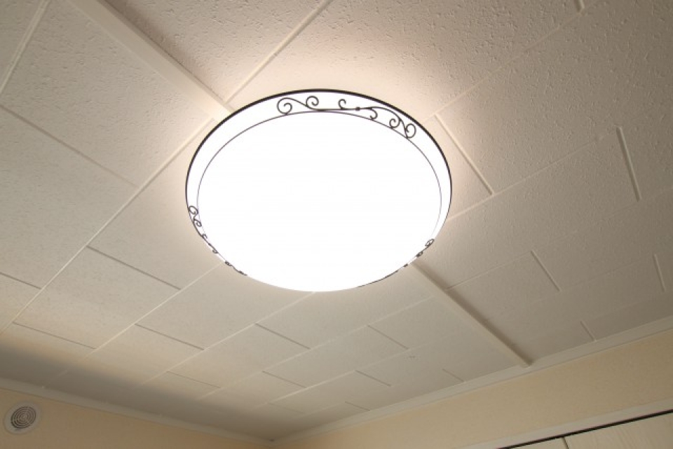 天井とライトがレトロかわいい。