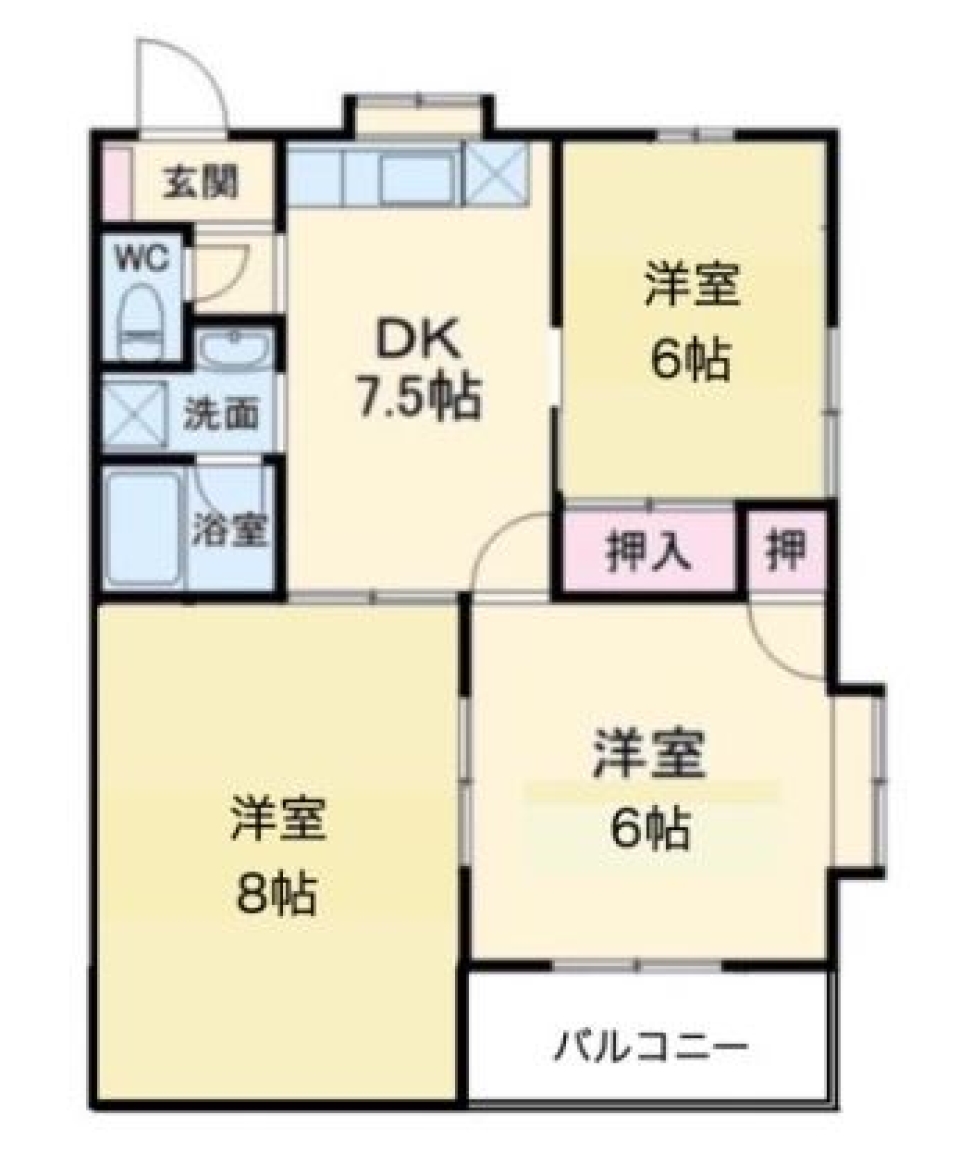 三色の床を楽しんでねの間取り図
