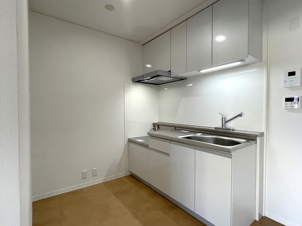 キッチンはシンプルですが収納が充実です