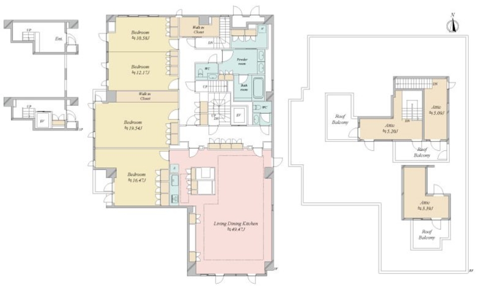 プレミアムな邸宅の最上階の間取り図