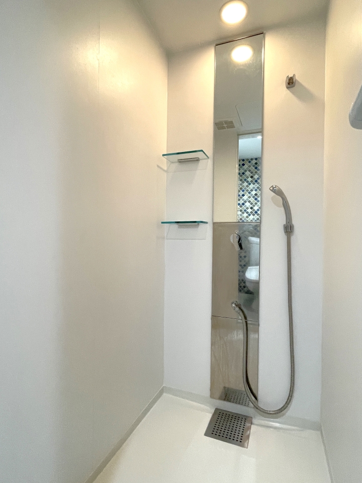 スッキリと、シャワールームのみです。