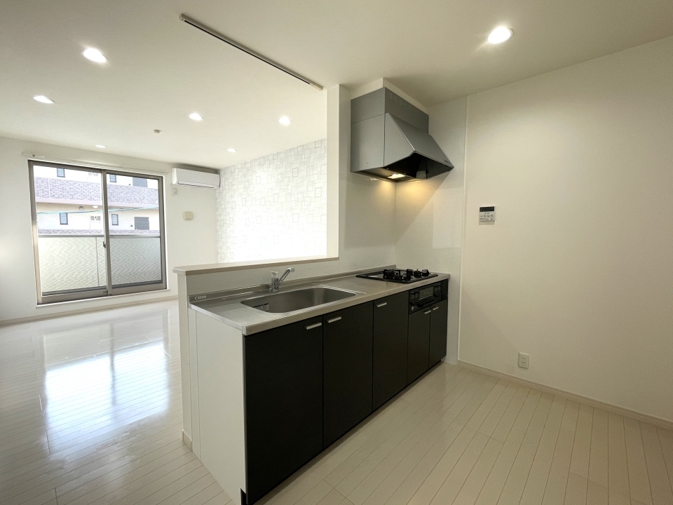 キッチンもクールで落ち着きがある