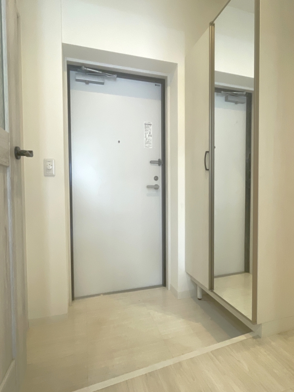 全身鏡付きのシューズボックス付き