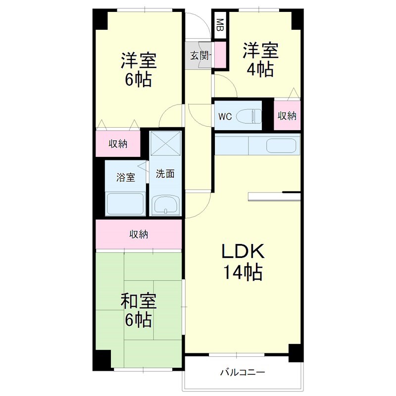 間取りは広々3LDK