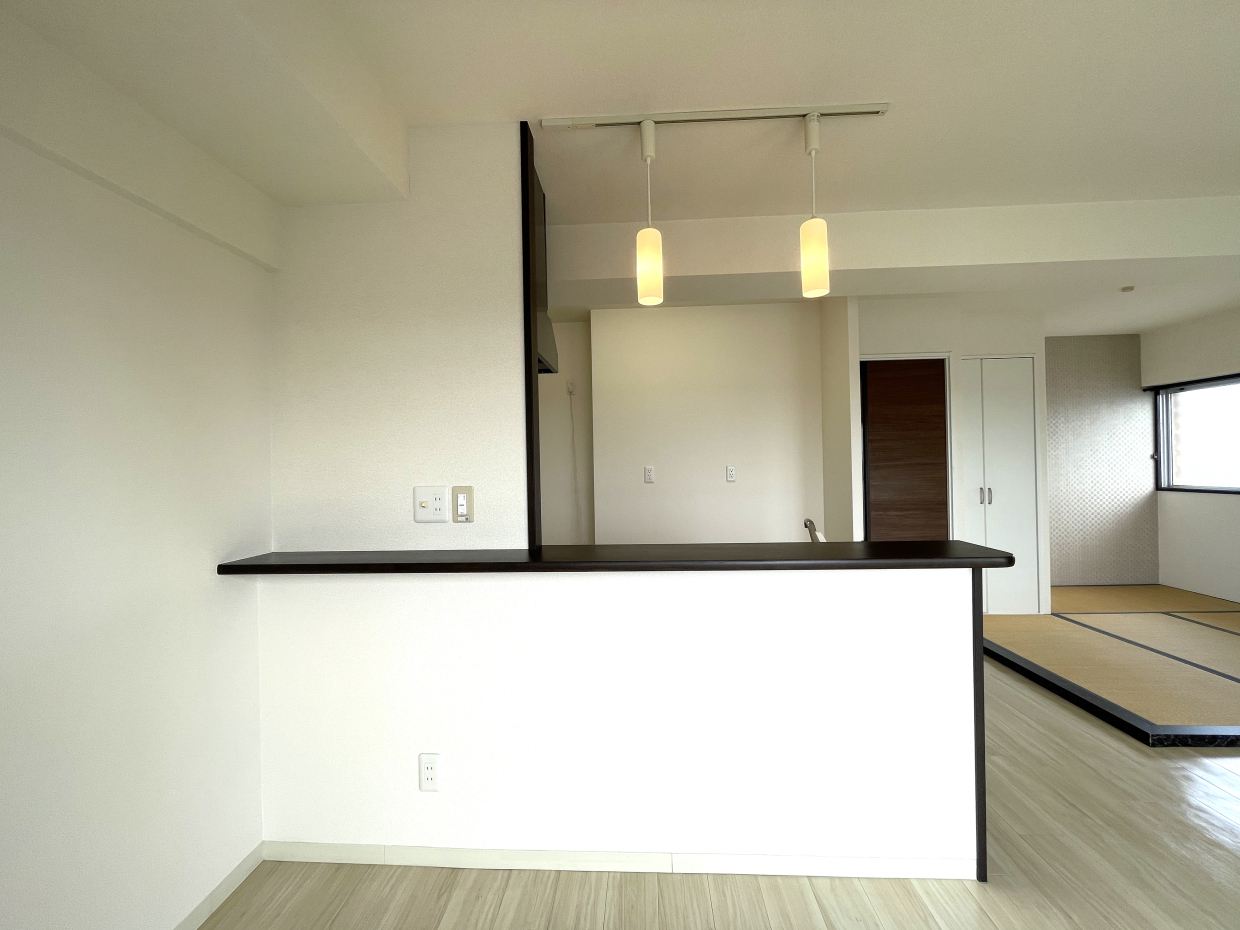 キッチンのライトがおしゃれ♪