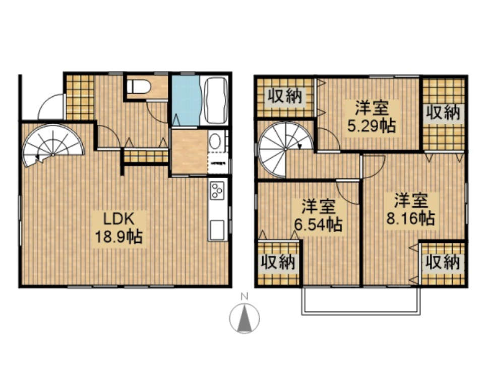憧れのらせん階段の間取り図