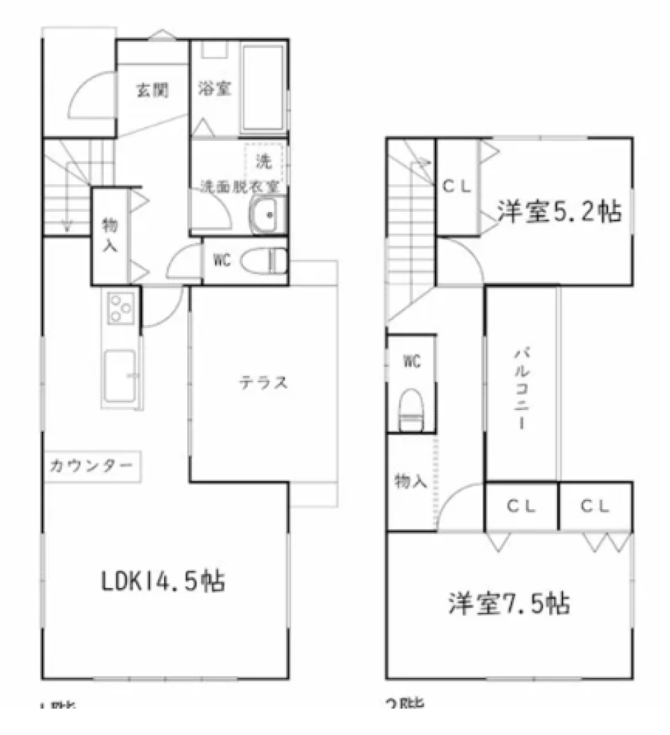 空間を活かした憧れの一戸建ての間取り図