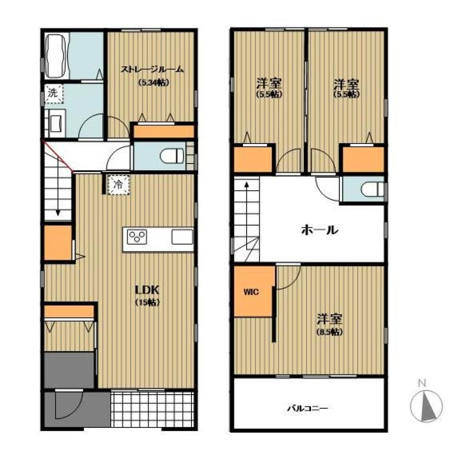 青い空が似合う白いおうちの間取り図