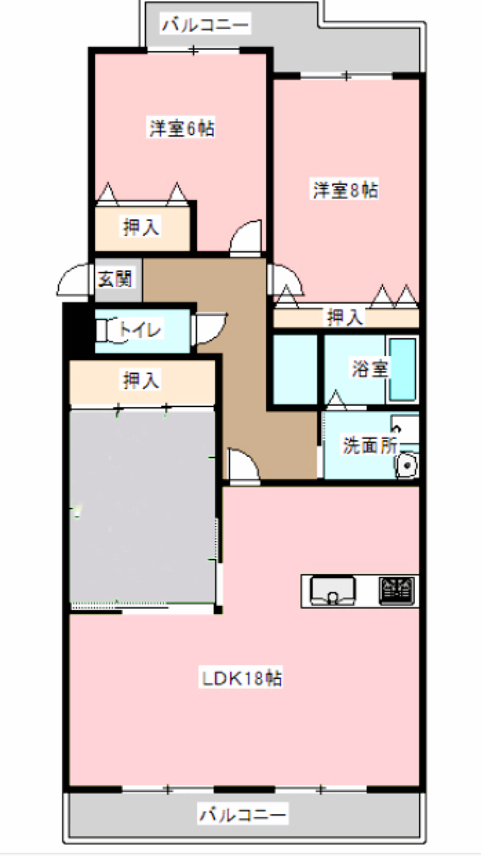 キッチンカウンターで語らうひと時の間取り図
