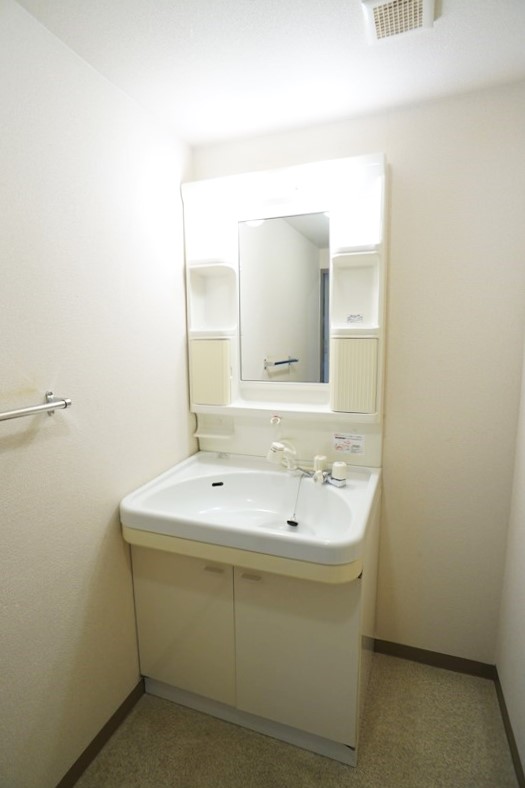 1人で使うには十分なスペースの洗面