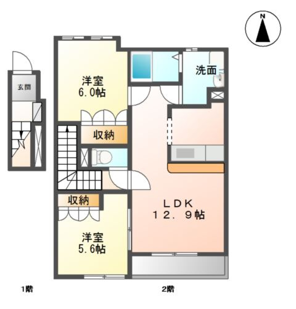 ふたりで、ひとりで、快適の間取り図