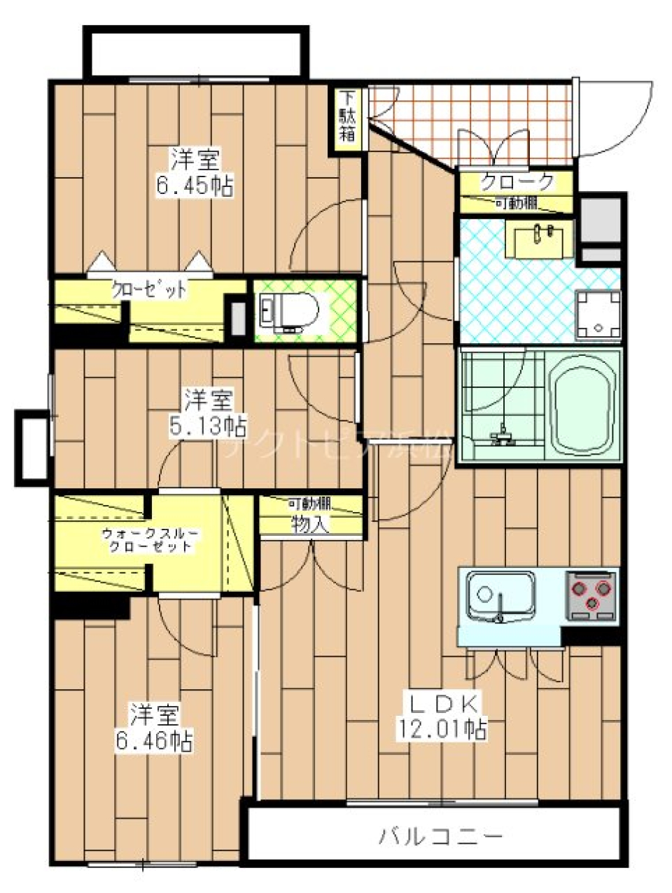 リビングで笑う、幸せの3LDK［新築］の間取り図