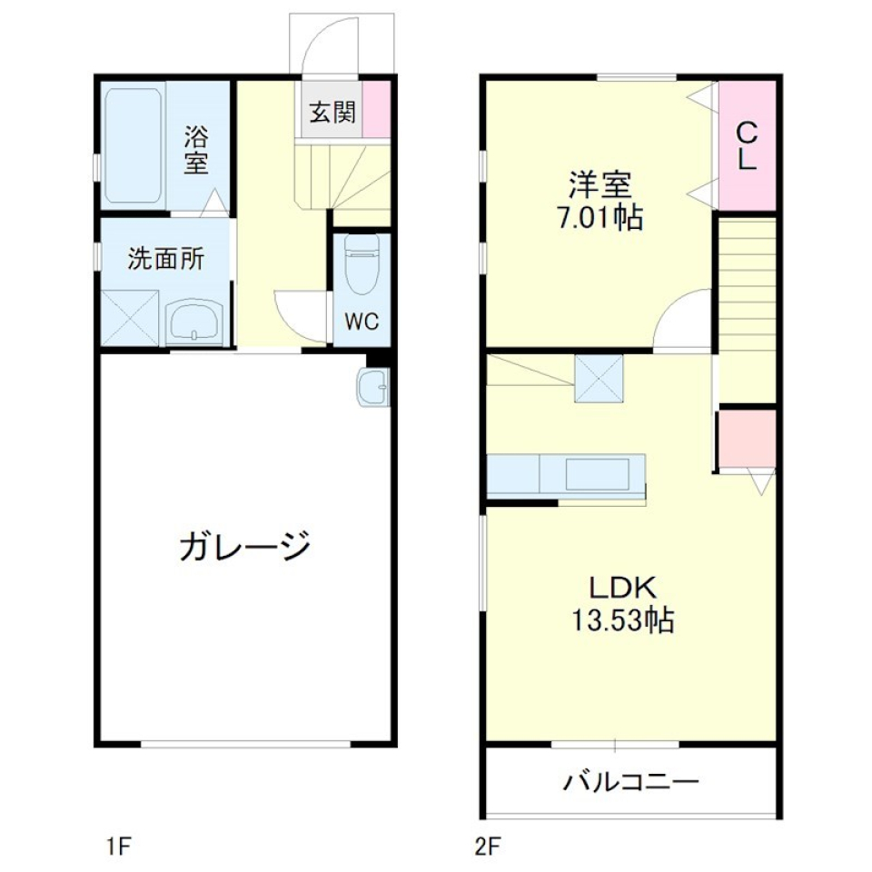 ガレージが味方！自由な一人暮らしの始まりです♪の間取り図
