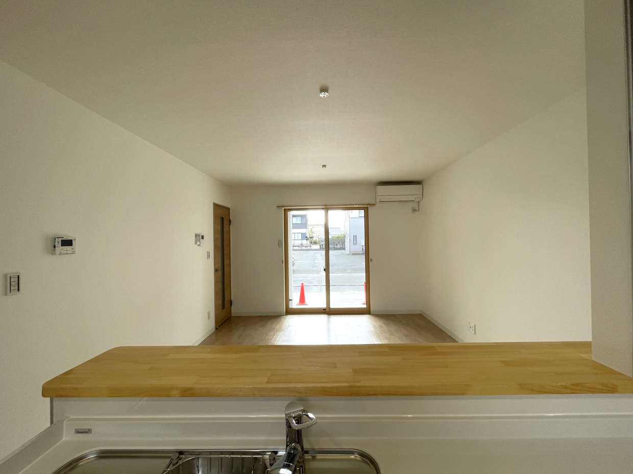 カウンターからリビングを眺めて。