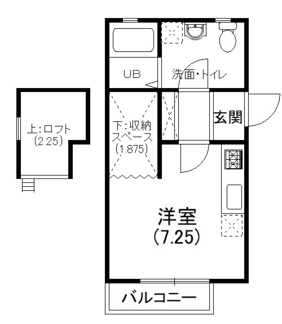 自分色に染める、布橋のロフトの間取り図