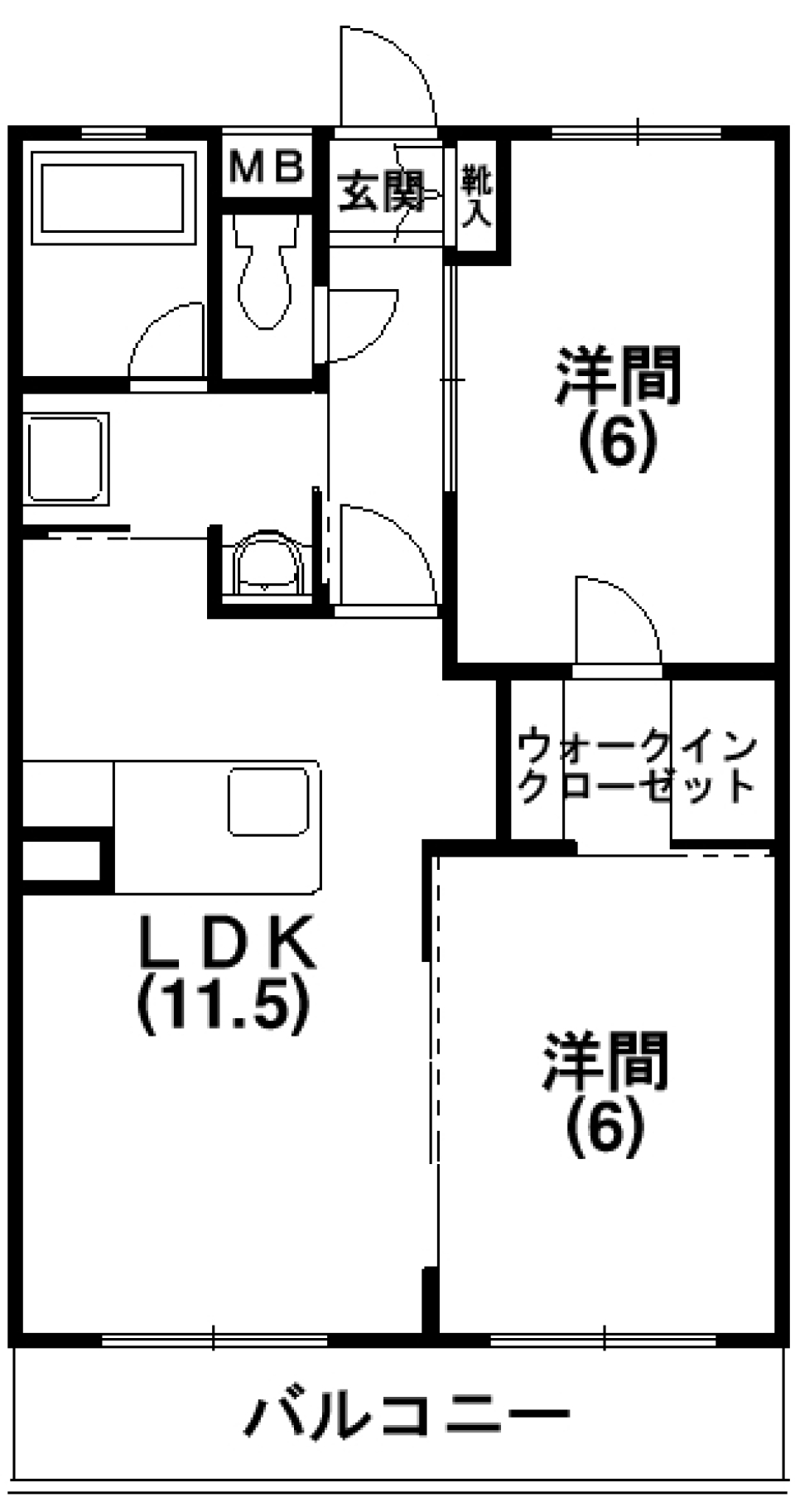 カラフルキッチンのある幸せの間取り図