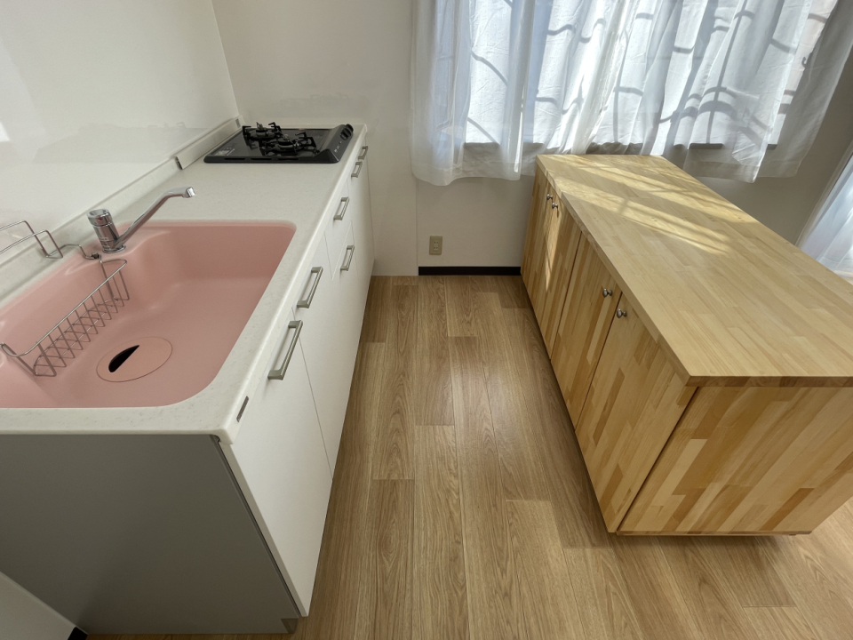 女子力が上がるピンク色の流し台♩