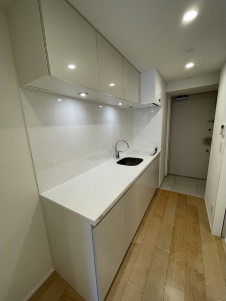 かなりシンプルでスッキリとした2口IHのシステムキッチン