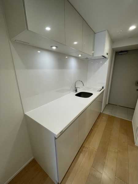 かなりシンプルでスッキリとした2口IHのシステムキッチン