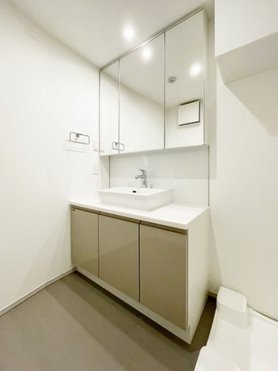 こちらもニュアンスカラーな洗面化粧台