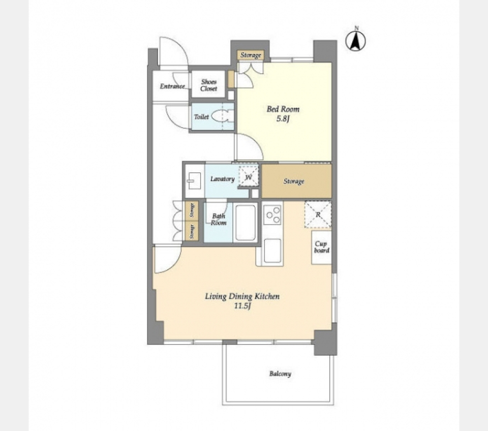 ガラスブロックからこぼれ落ちる太陽光　高田馬場駅徒歩3分の間取り図