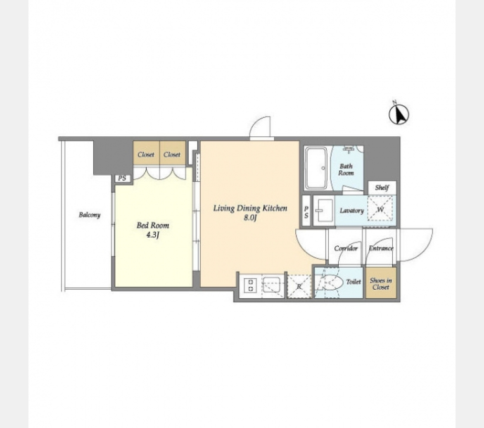 プレール・ドゥーク池袋Ｓｏｕｔｈ301 号室の間取り図