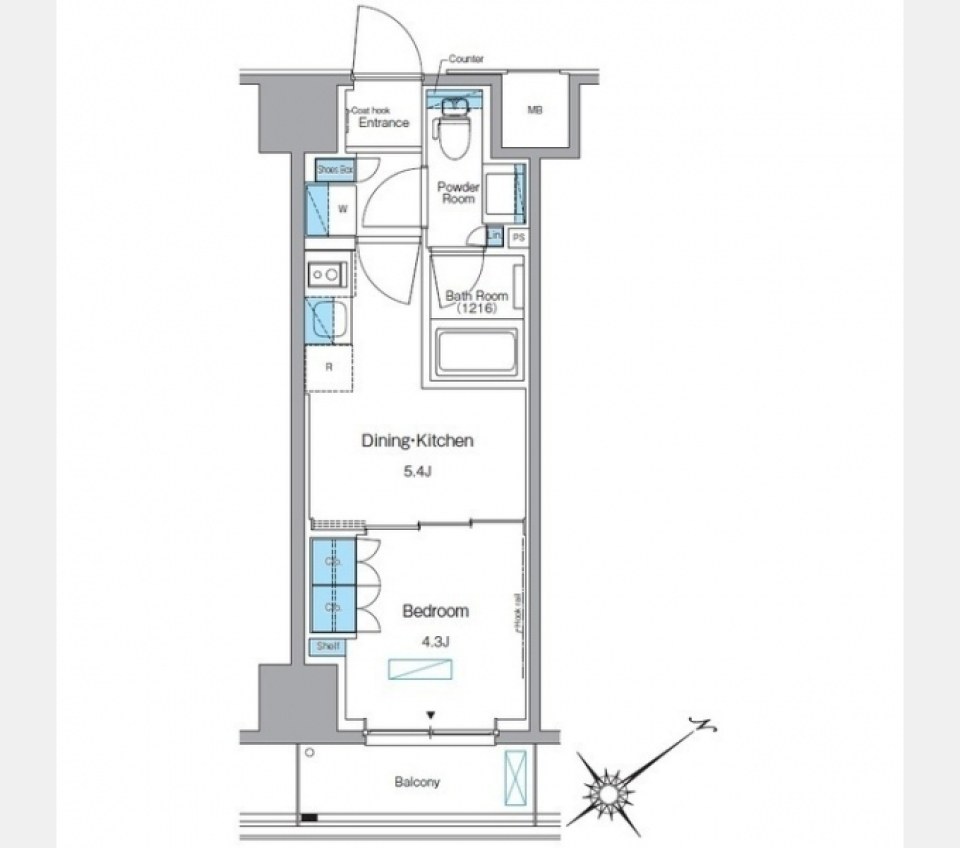 ルフォンプログレ赤塚0603号室の間取り図