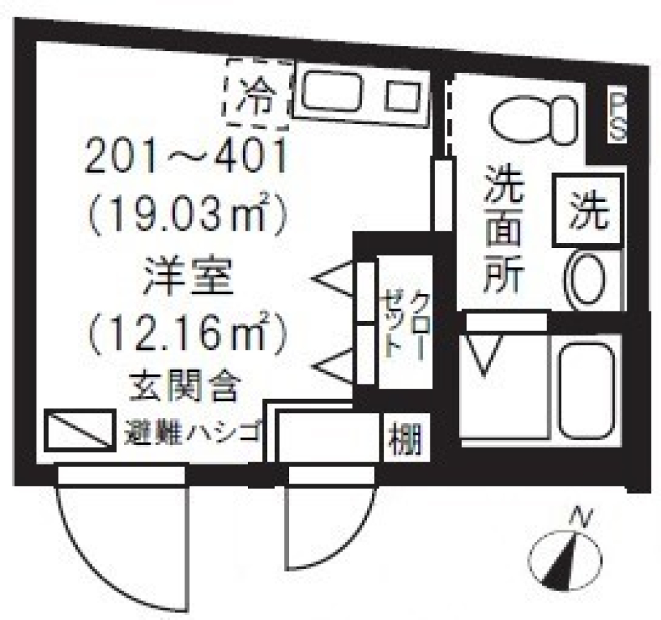 ブランドール坂下三丁目　401号室の間取り図