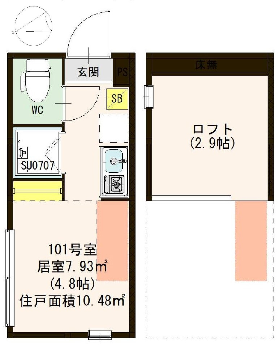  楽譜のように階段を上る ロフト付き　JR中央線 高円寺駅まで徒歩7分の間取り図