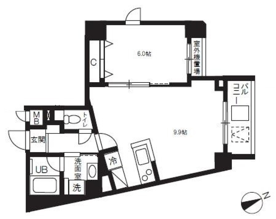 ソフトインダストリアルなお部屋 東急大井町線 尾山台駅まで徒歩13分の間取り図