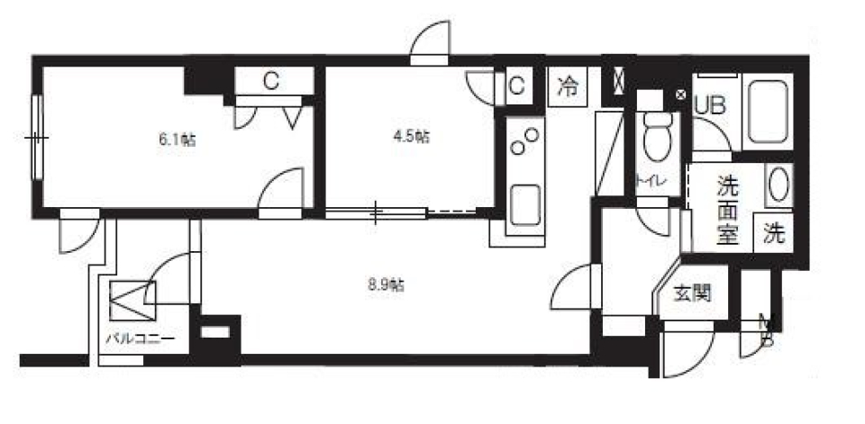 暖かな日差しが入るお部屋 南向き 東急東横線 自由が丘駅まで徒歩15分の間取り図