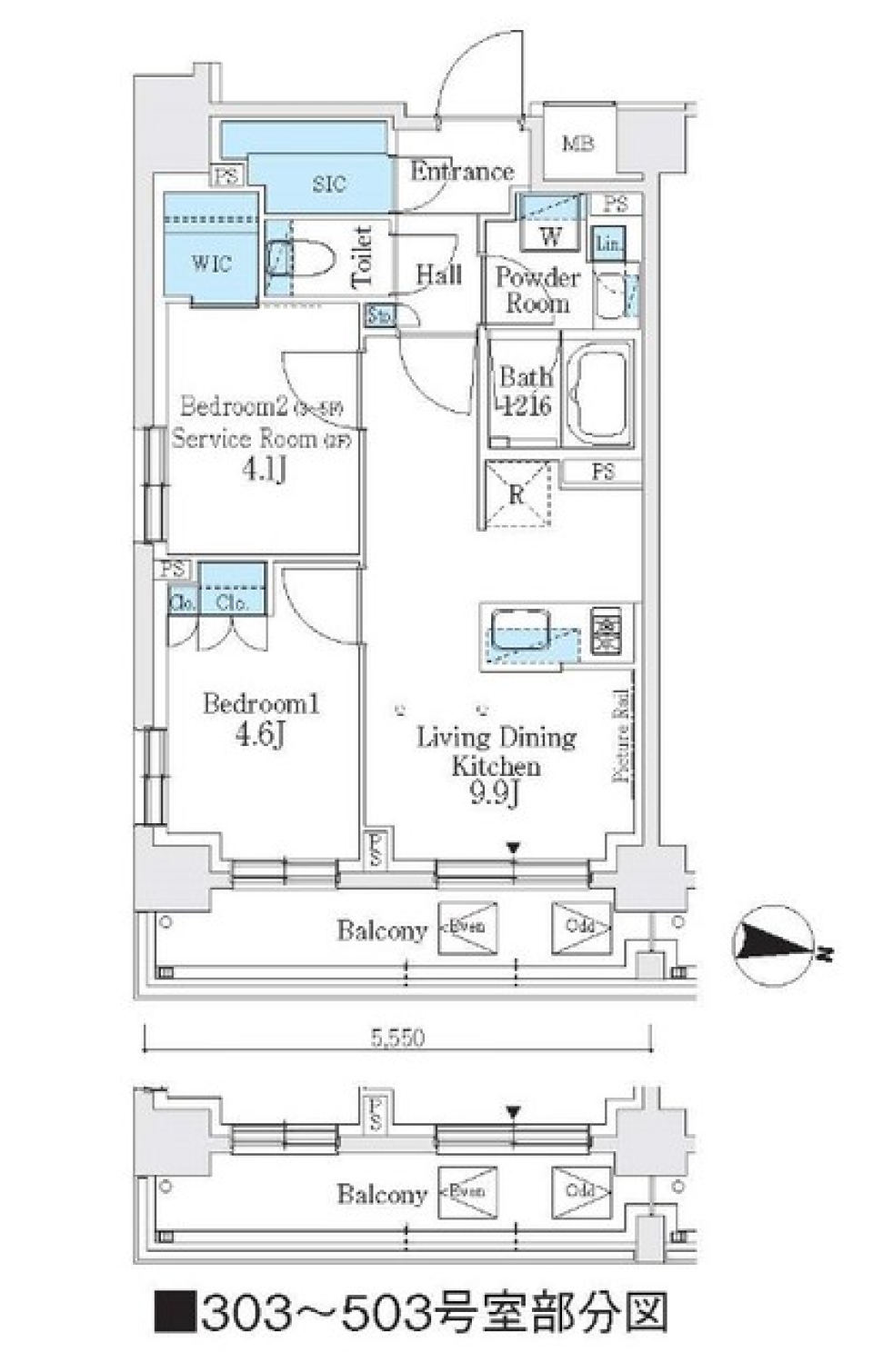 Ｊ．ＧＲＡＮ　Ｃｏｕｒｔ　品川西大井ＷＥＳＴ　403号室の間取り図