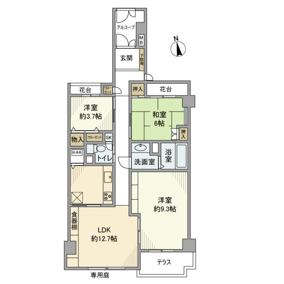 ほしいがキュッと詰まった３LDK 東急世田谷線 上町駅まで徒歩8分の間取り図