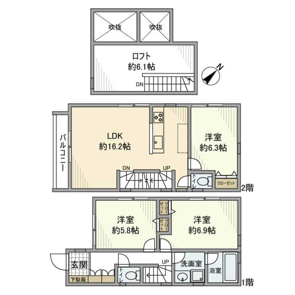 世田谷で家族で住むならココ ［戸建］の間取り図
