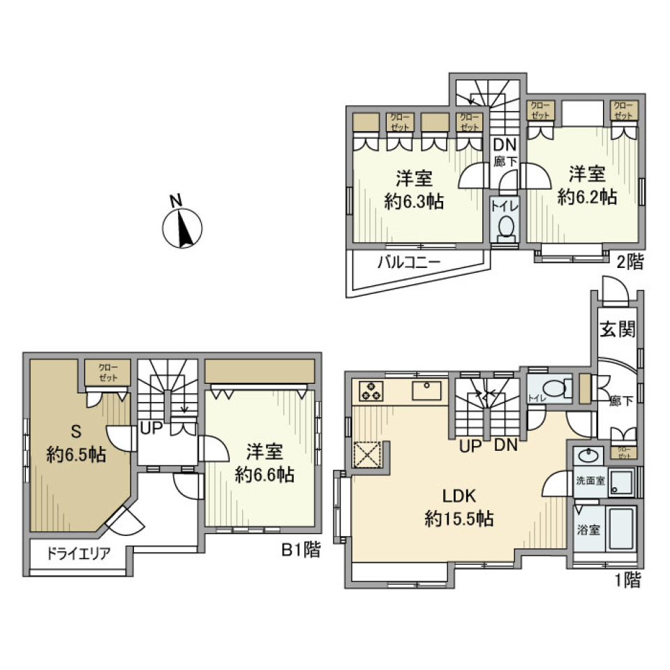 家族で戸建て暮らし♪　東急東横線 都立大学駅徒歩5分！の間取り図