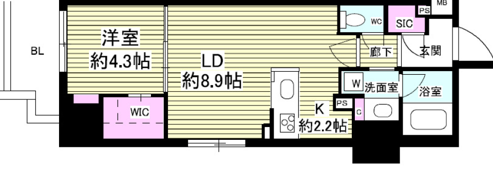 ミリアレジデンス根岸柳通り 304号室の間取り図