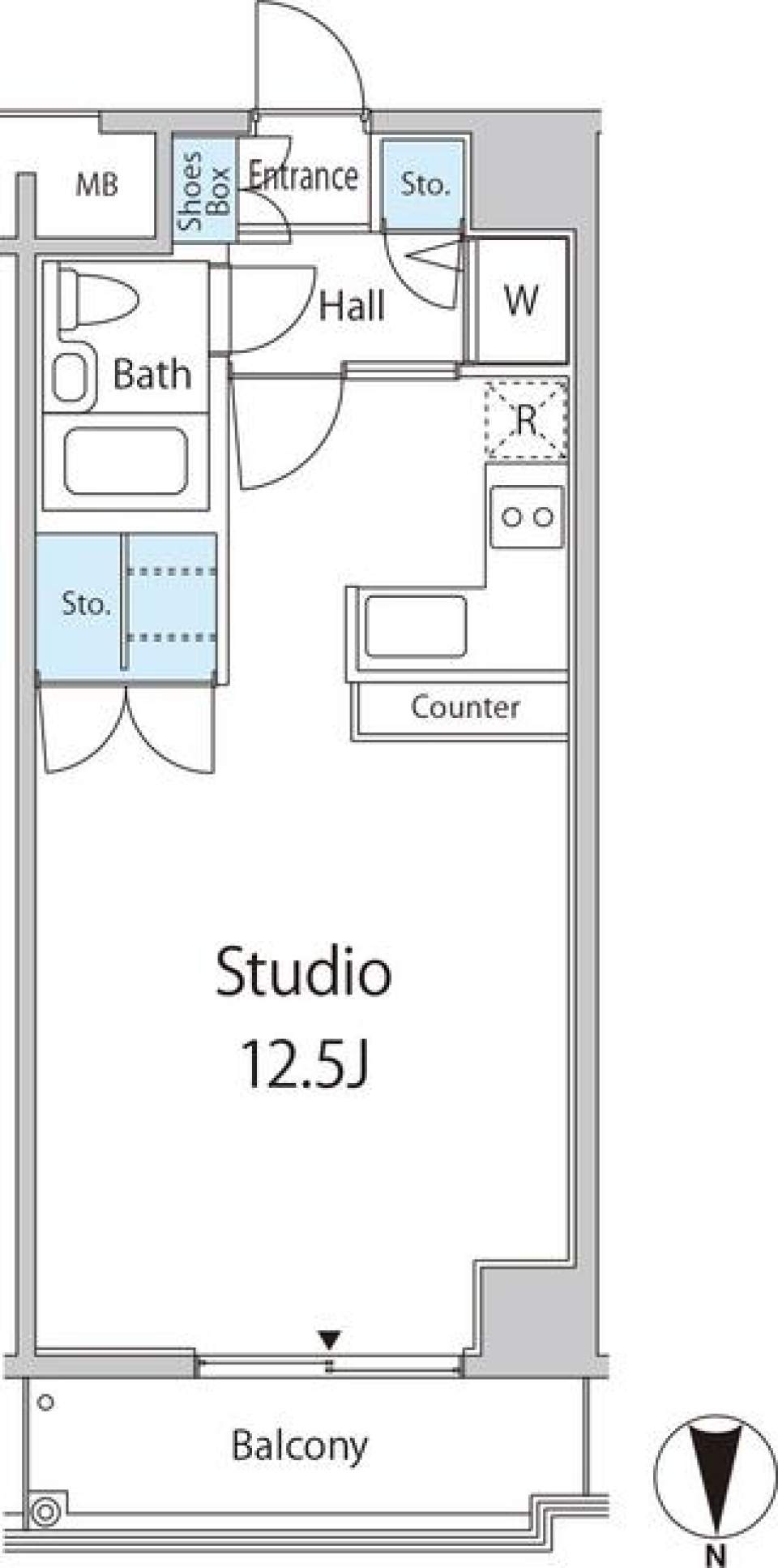 12.5帖広々ワンルームの間取り図